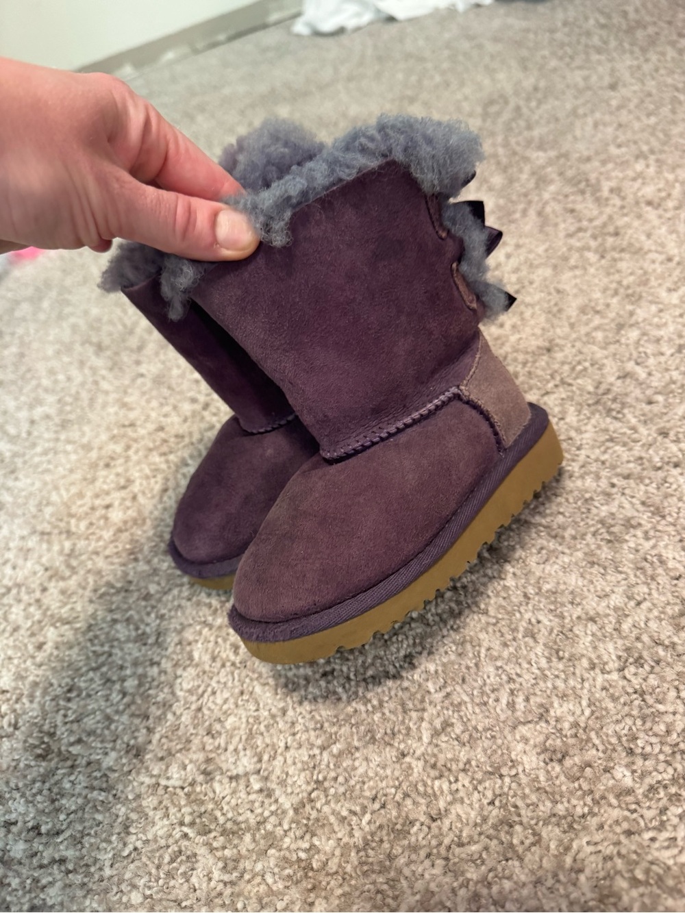 Girl’s Purple Tall Uggs with Bows - 7